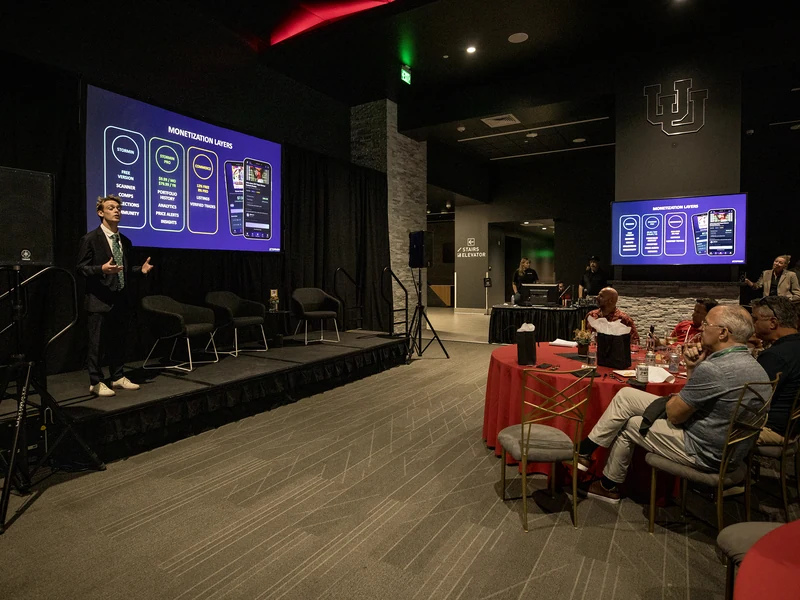 Ethan pitching Stormin on stage