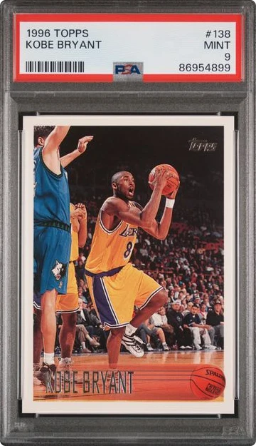 1996 Topps Kobe Bryant rookie card graded PSA 9